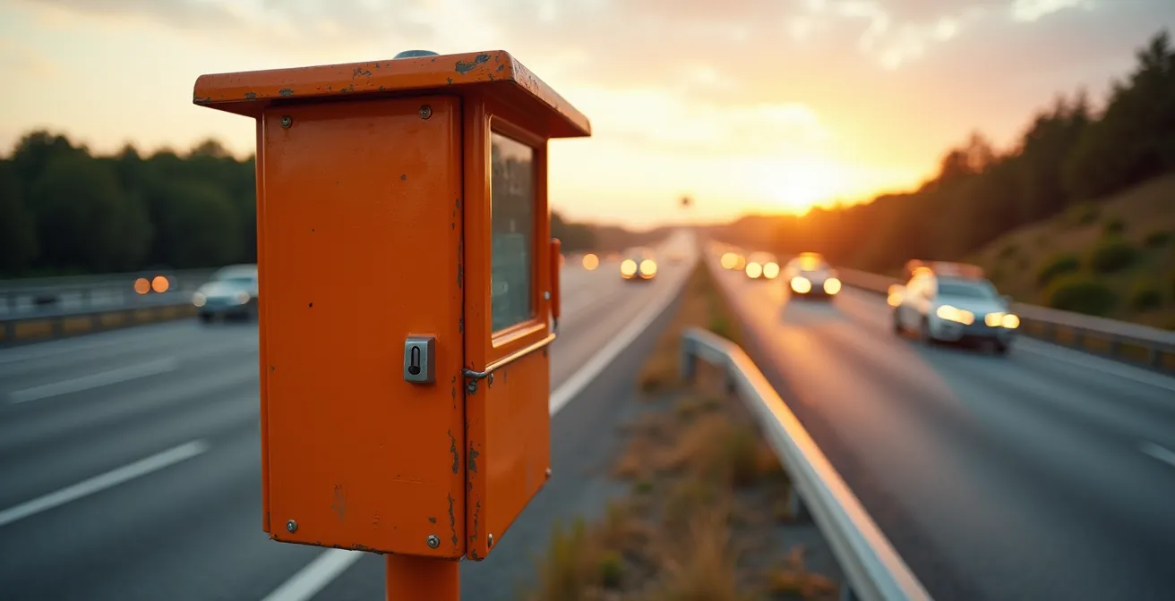 Borne d'appel d'urgence orange sur une autoroute française