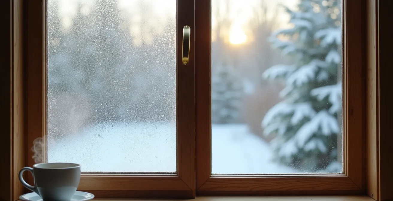 Comparaison visuelle entre simple et double vitrage montrant la condensation et les ponts thermiques