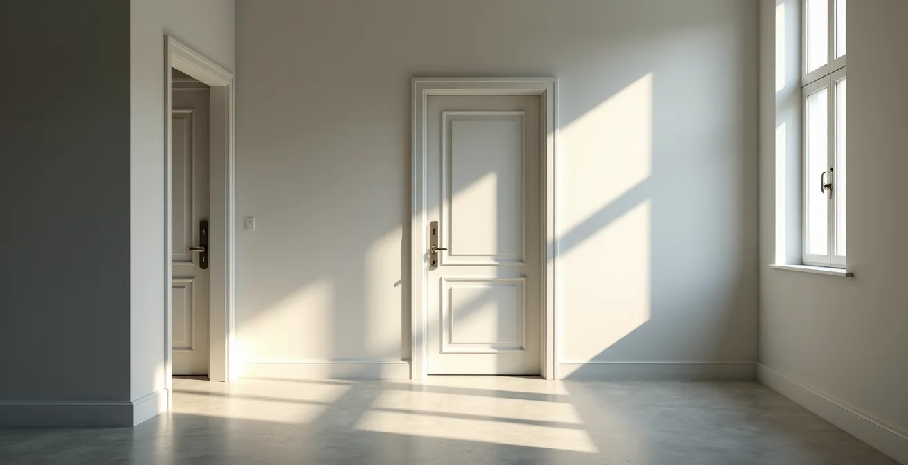 Mécanisme de serrure multipoints vue en coupe avec système de verrouillage